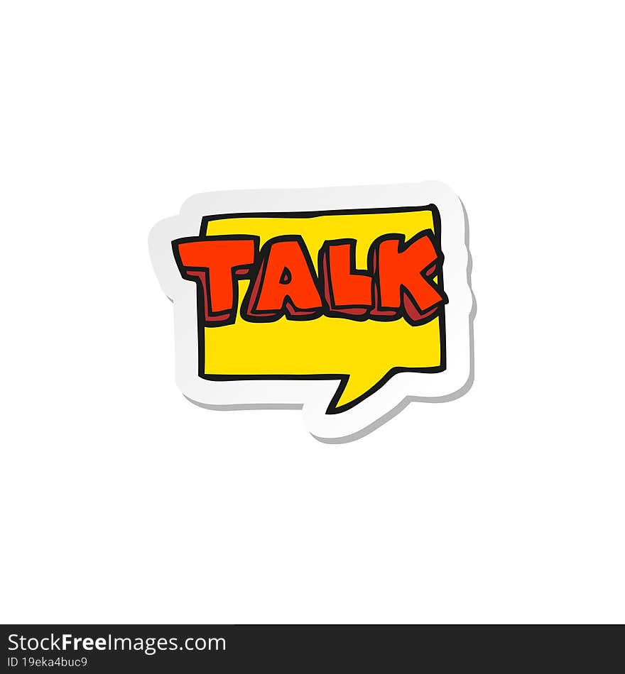 sticker of a cartoon talk symbol