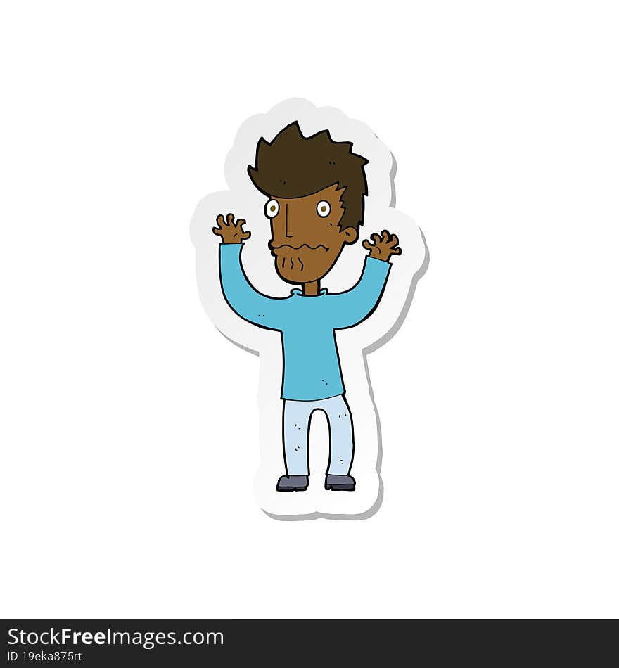 Sticker Of A Cartoon Frightened Man