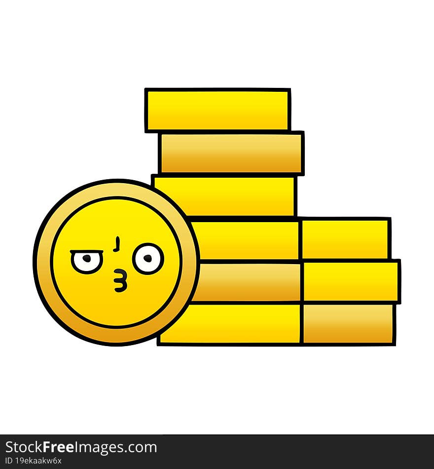 gradient shaded cartoon coins