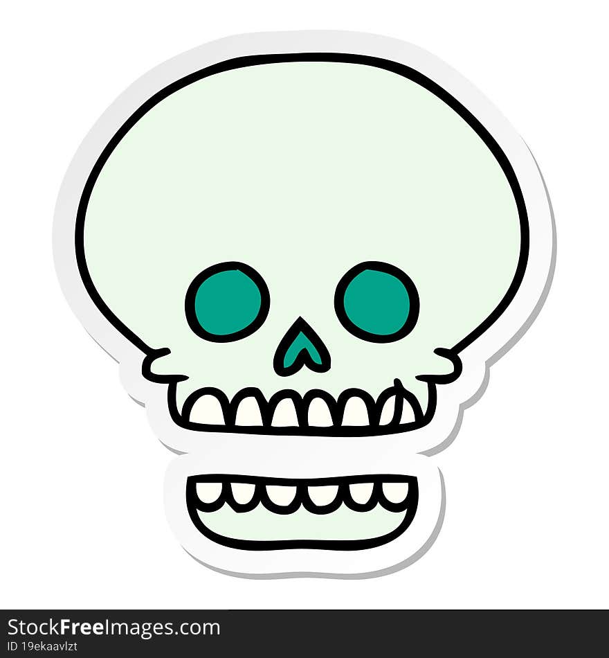 sticker cartoon doodle of a skull head