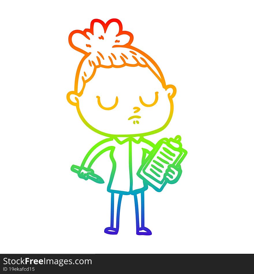 rainbow gradient line drawing cartoon calm woman