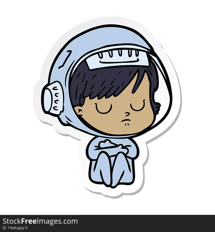 sticker of a cartoon astronaut woman