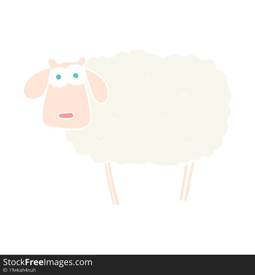 flat color illustration of a cartoon sheep