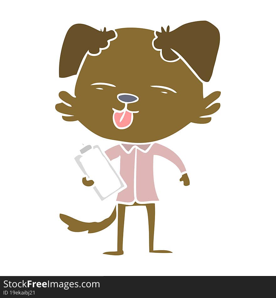 flat color style cartoon dog with clip board