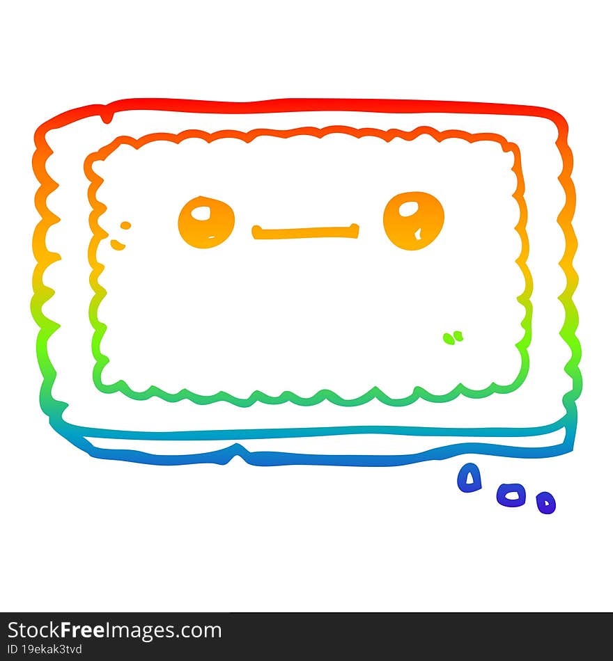 rainbow gradient line drawing cartoon biscuit