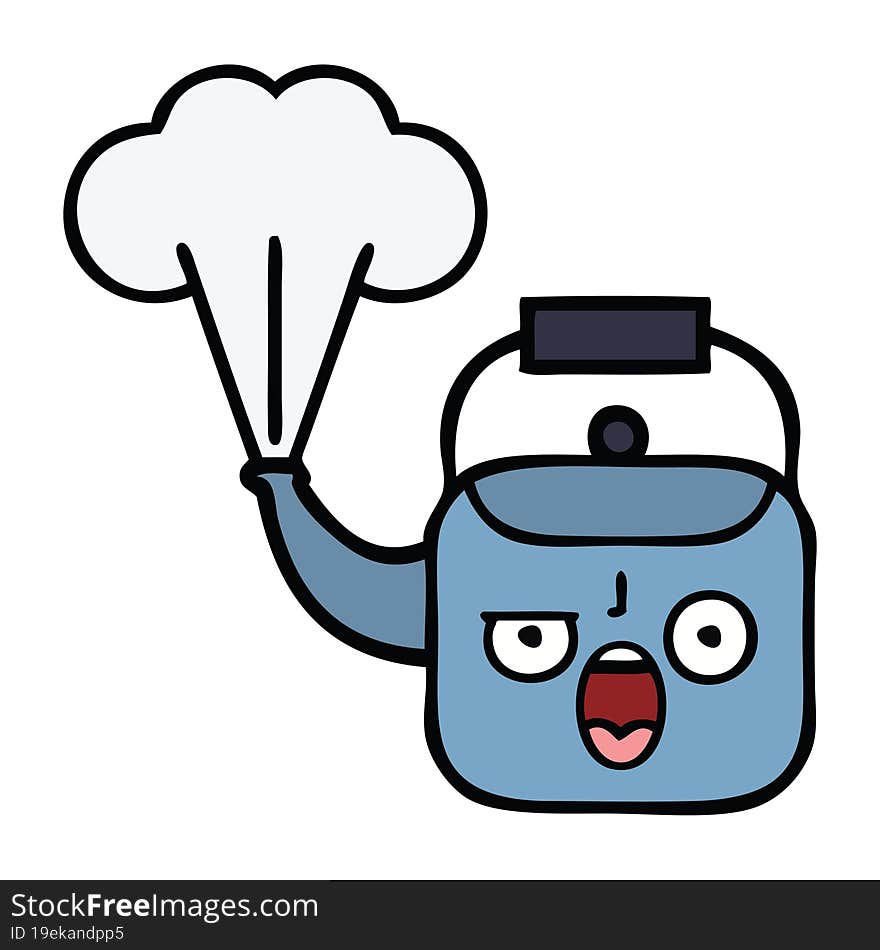 Cute Cartoon Steaming Kettle