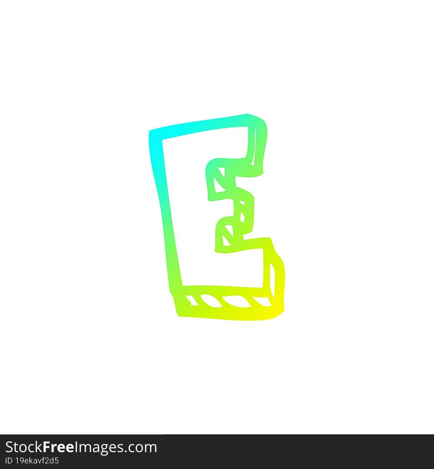 cold gradient line drawing of a cartoon letter e