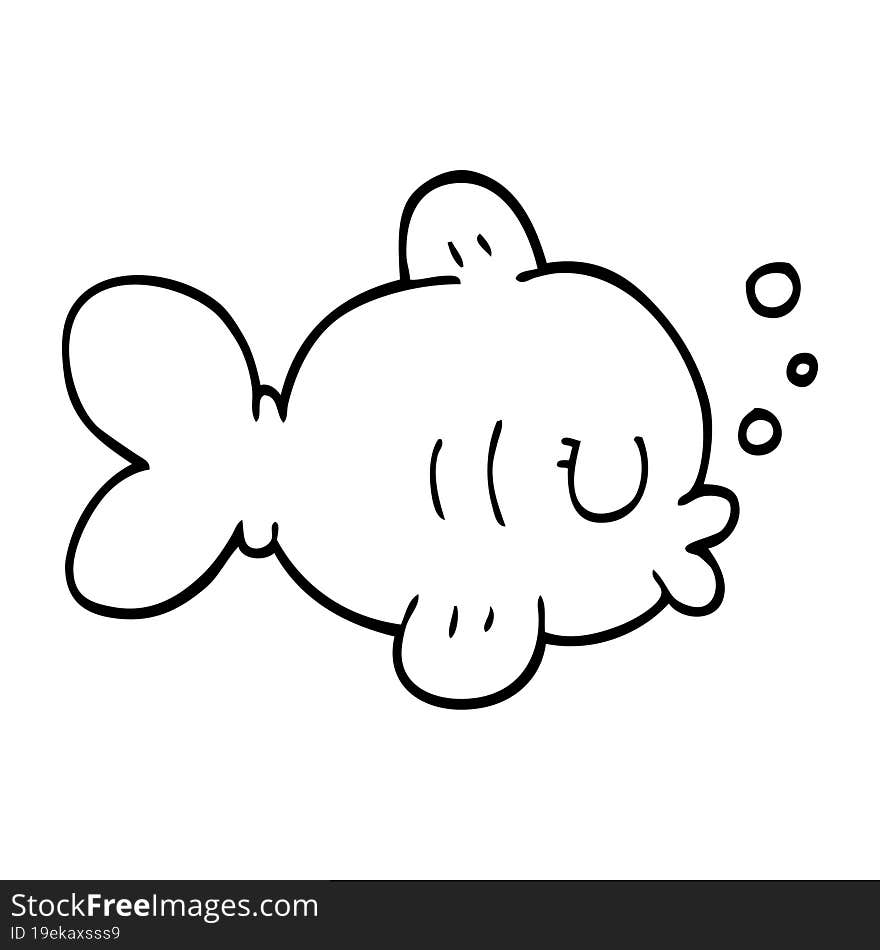 funny line drawing cartoon fish