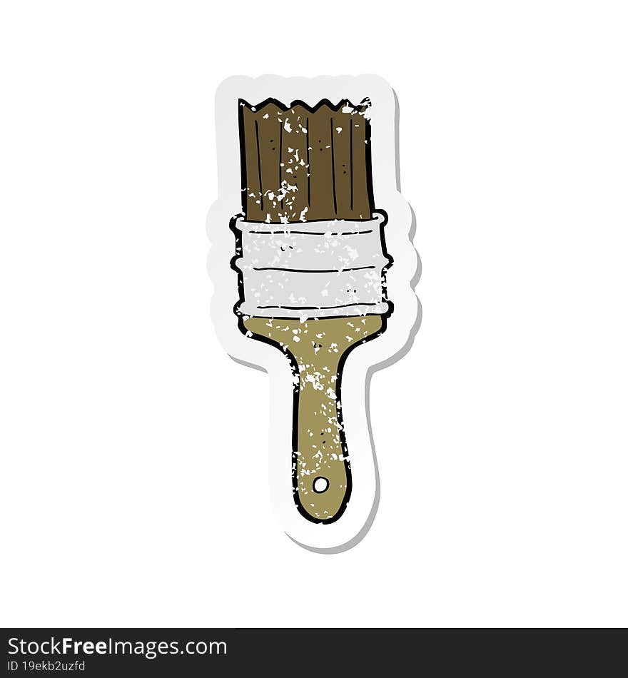 retro distressed sticker of a cartoon paint brush