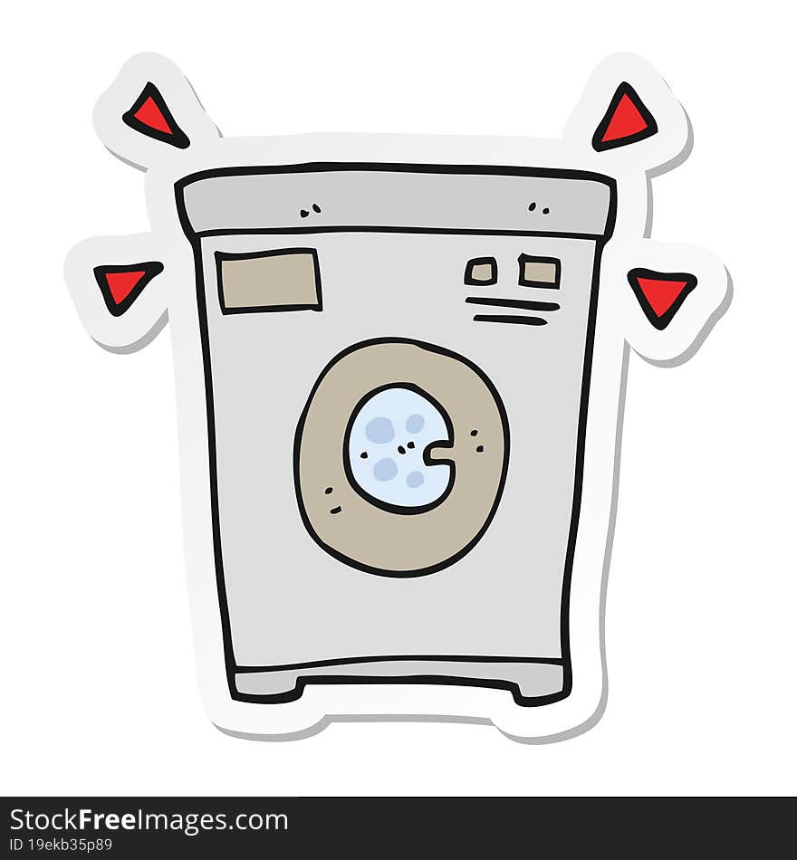 sticker of a cartoon washing machine