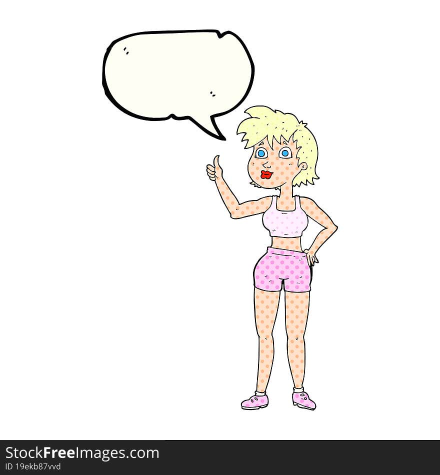 comic book speech bubble cartoon happy gym woman