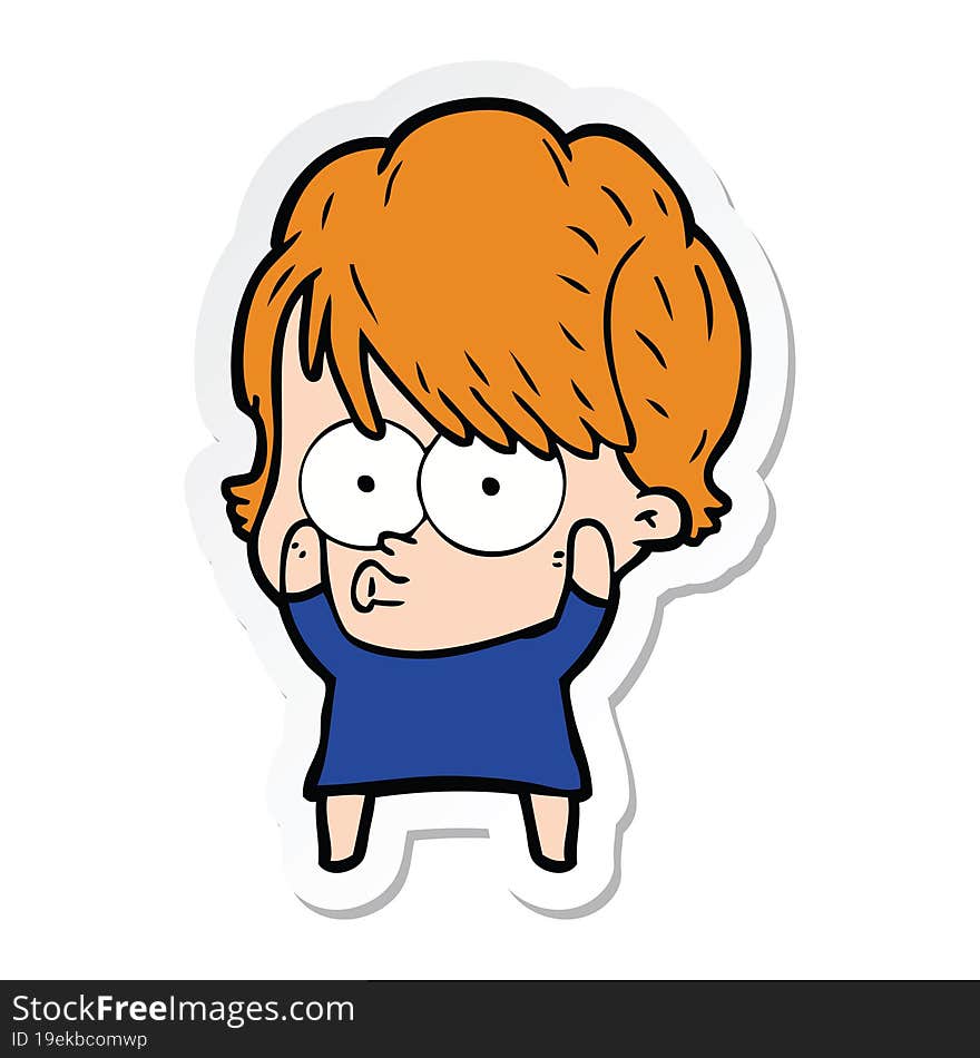 sticker of a cartoon woman