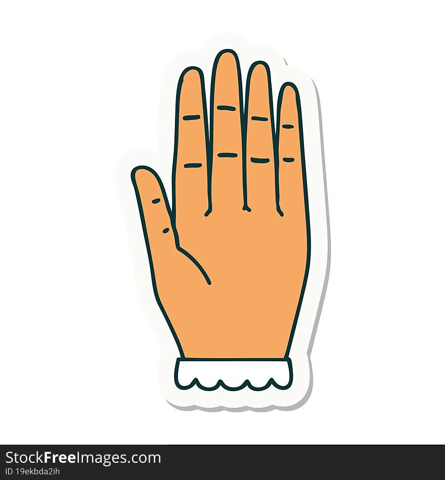 sticker of tattoo in traditional style of a hand. sticker of tattoo in traditional style of a hand