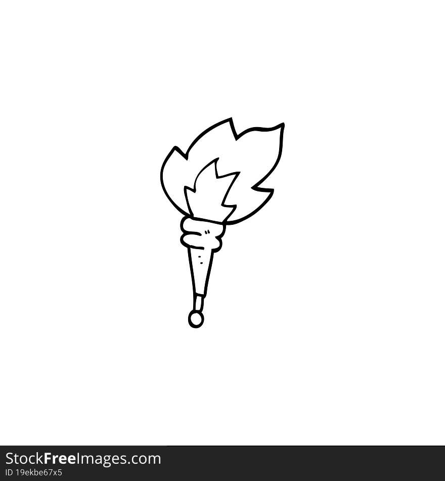 line drawing cartoon flaming torch