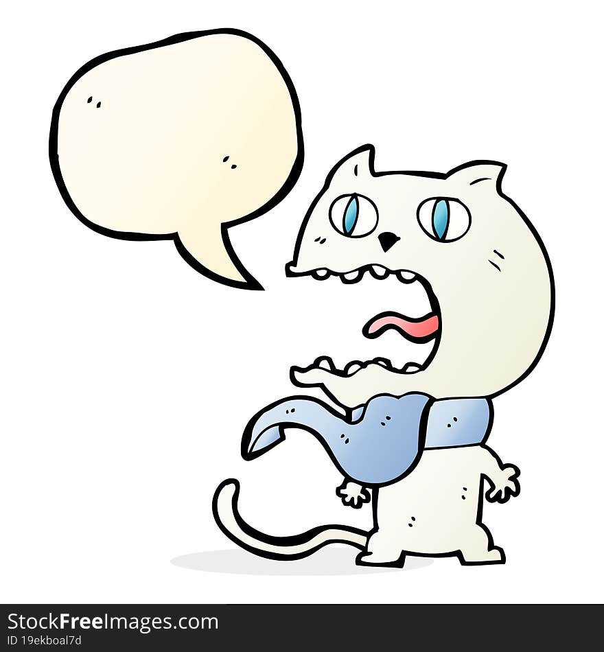 Cartoon Frightened Cat With Speech Bubble