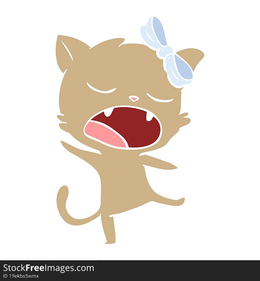 Flat Color Style Cartoon Singing Cat