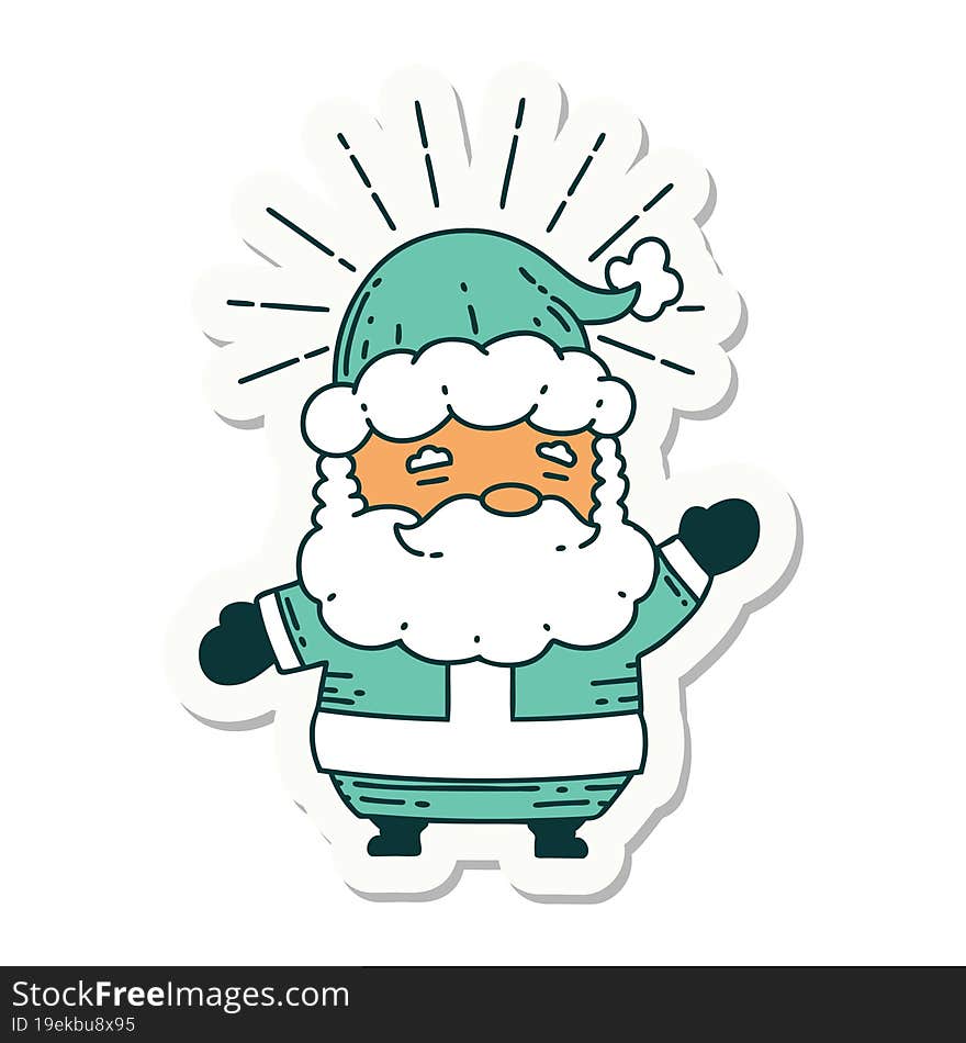 sticker of a tattoo style santa claus christmas character