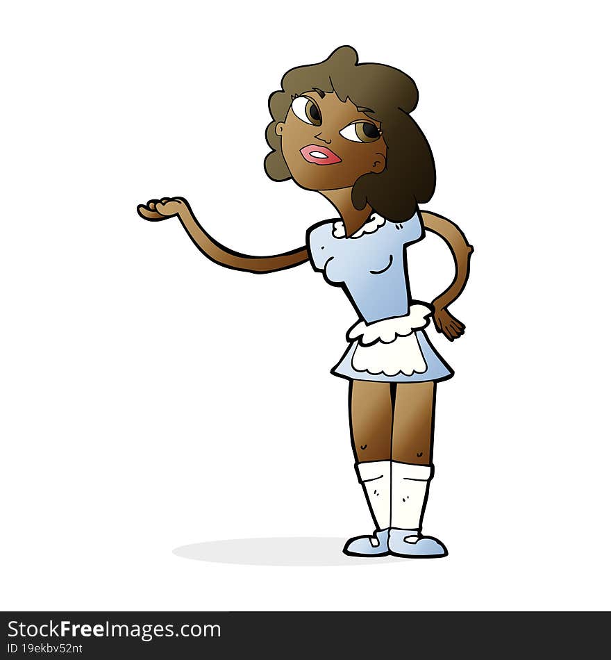 cartoon waitress serving