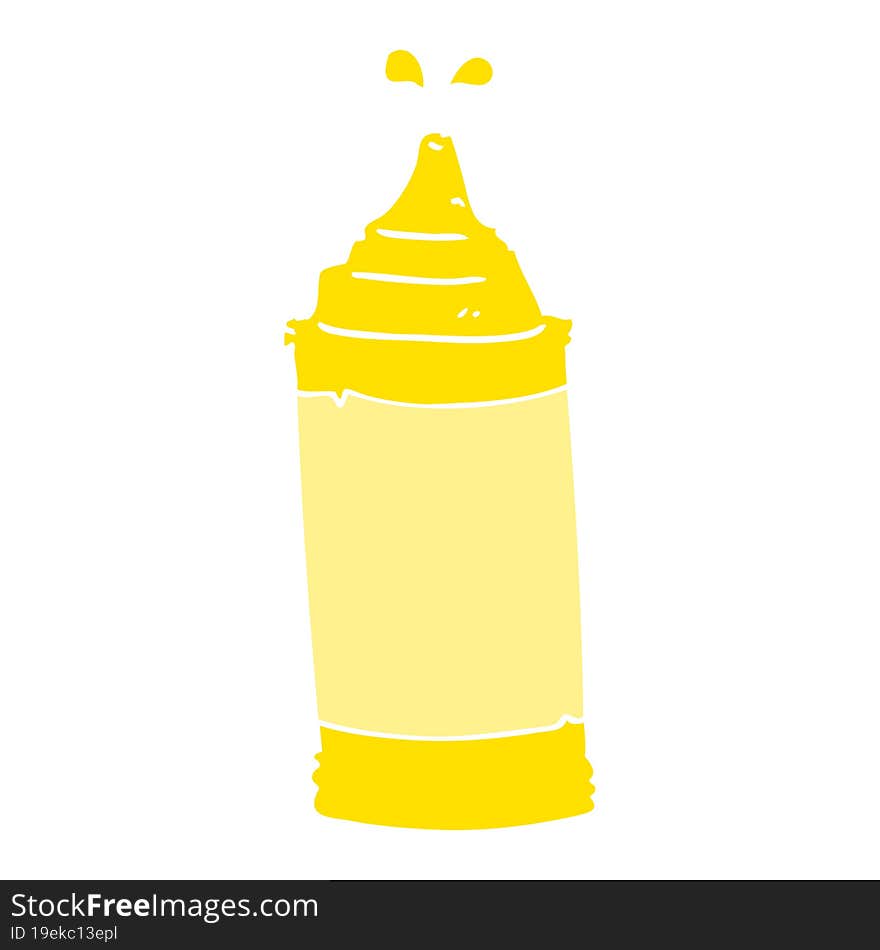 flat color illustration of a cartoon mustard bottle