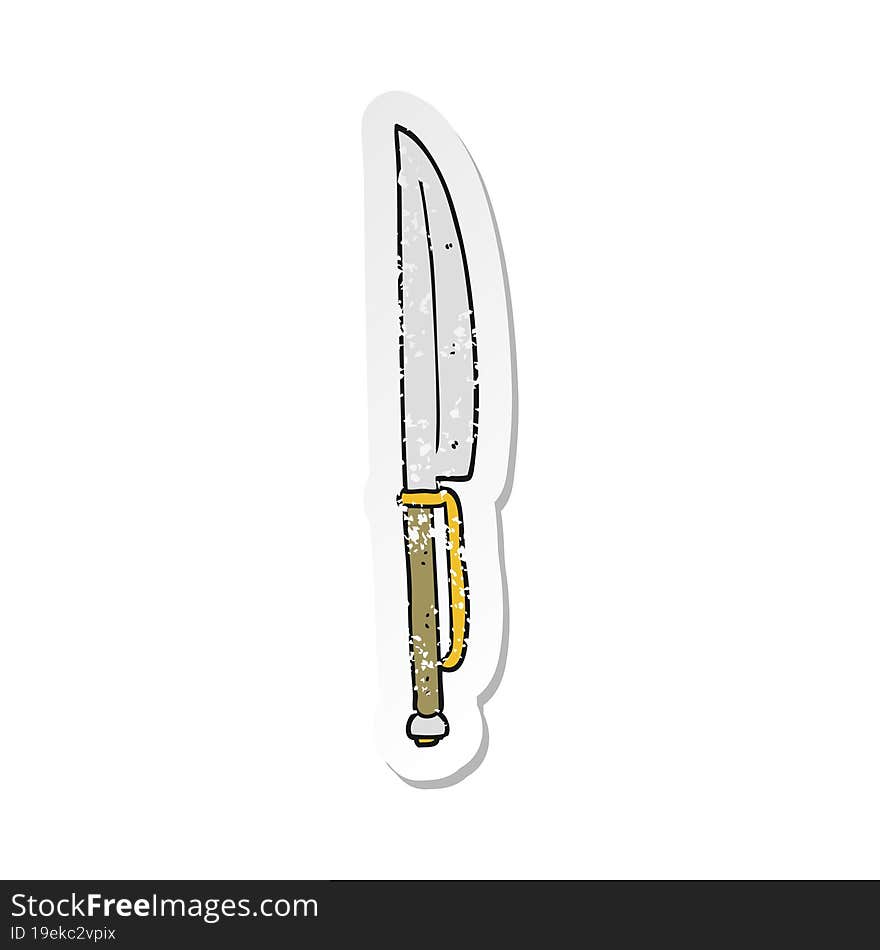 retro distressed sticker of a cartoon knife