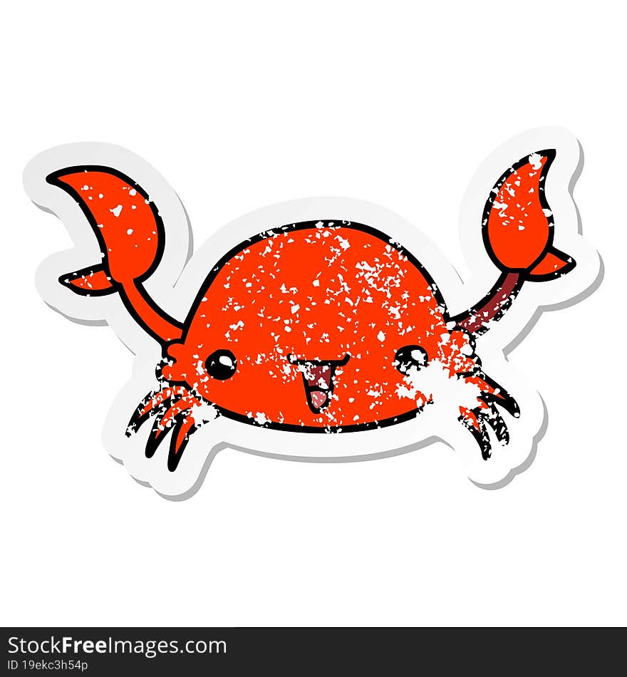 distressed sticker of a cartoon crab