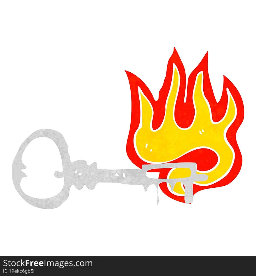 cartoon flaming key