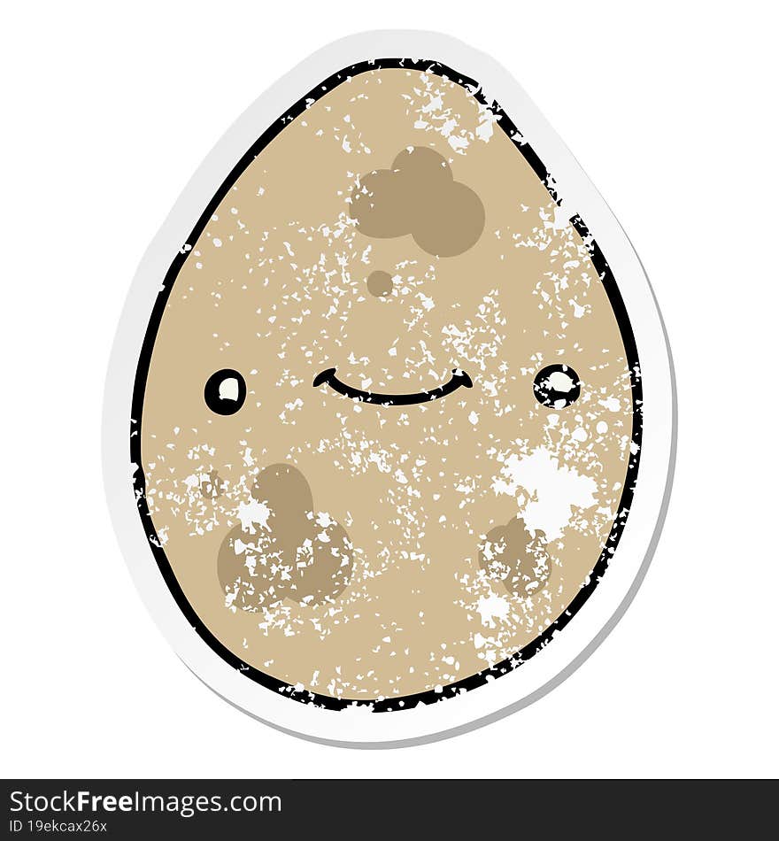 Distressed Sticker Of A Cartoon Egg