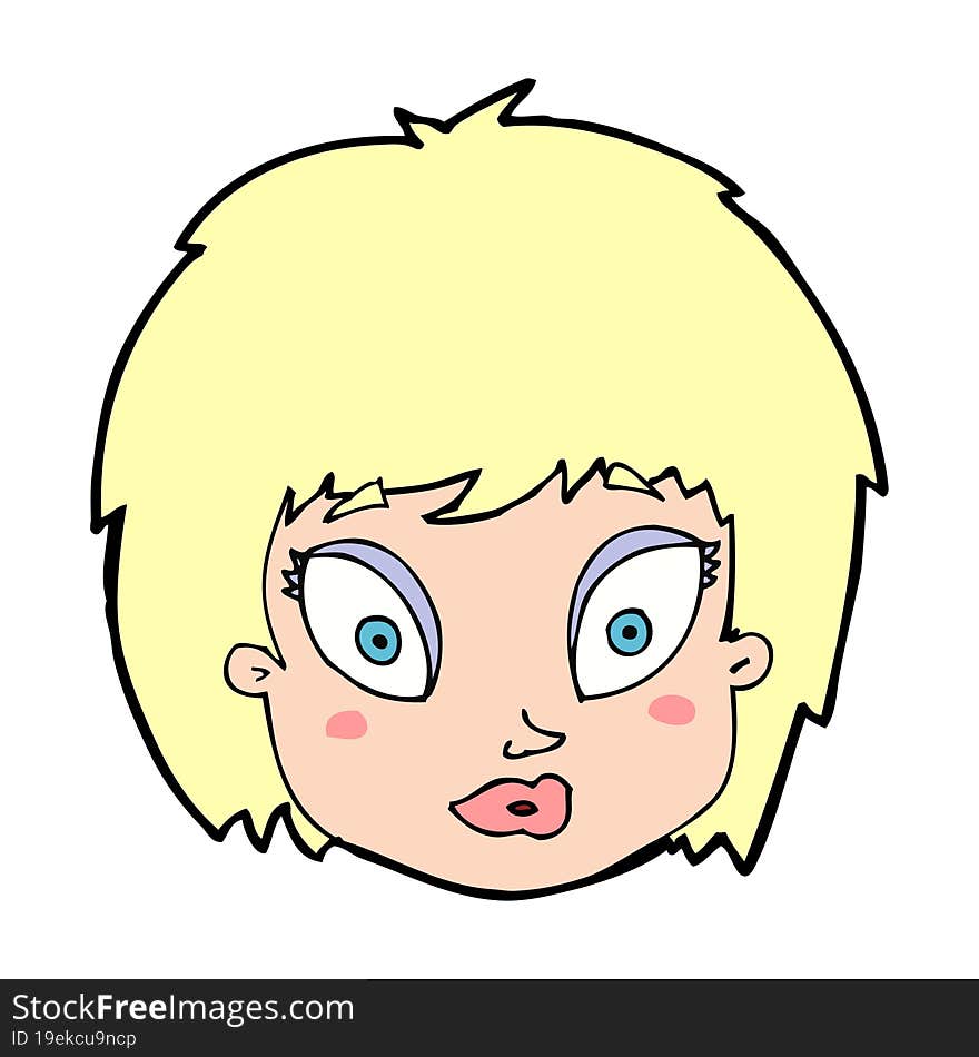 cartoon surprised female face