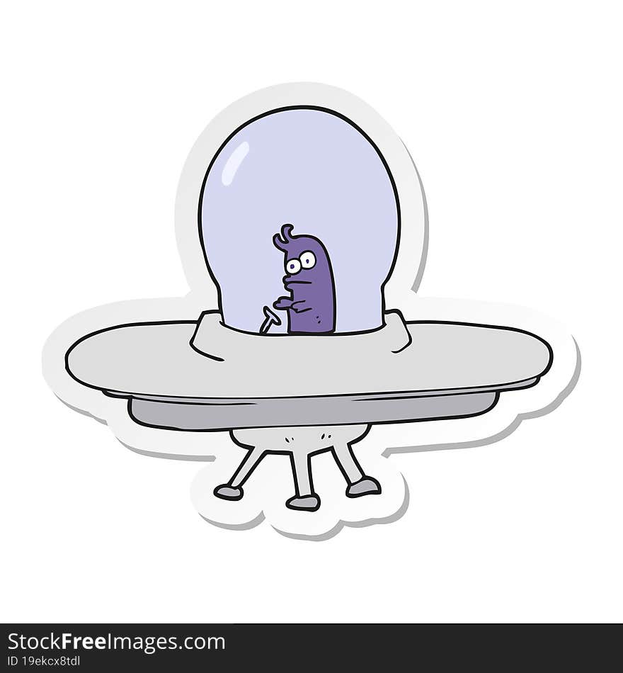 sticker of a cartoon flying saucer