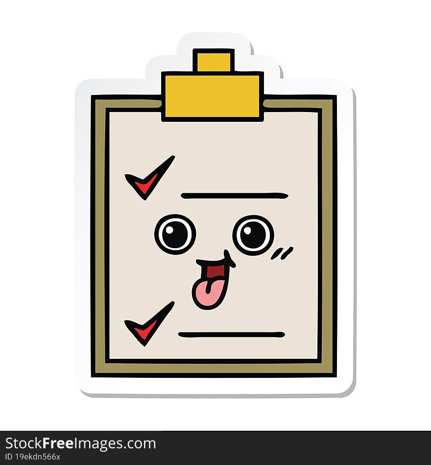 sticker of a cute cartoon check list