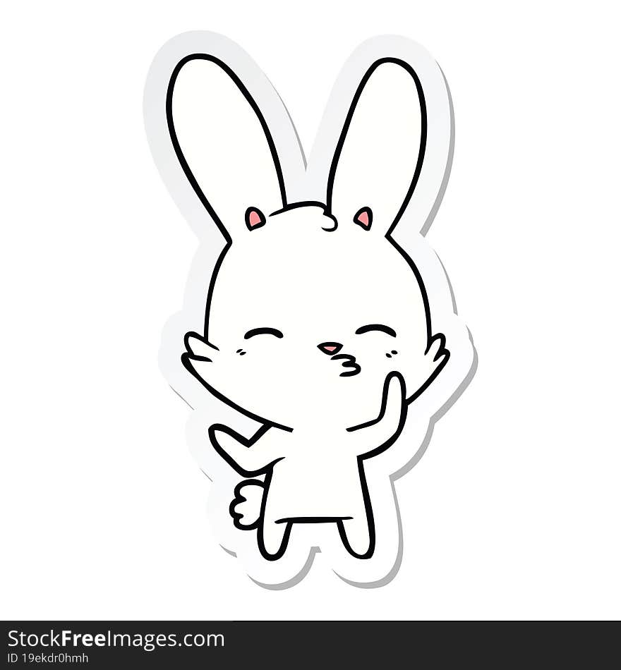 sticker of a curious bunny cartoon