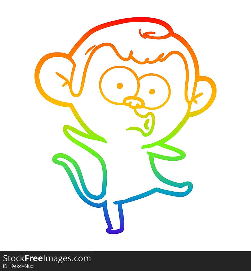 rainbow gradient line drawing cartoon surprised monkey