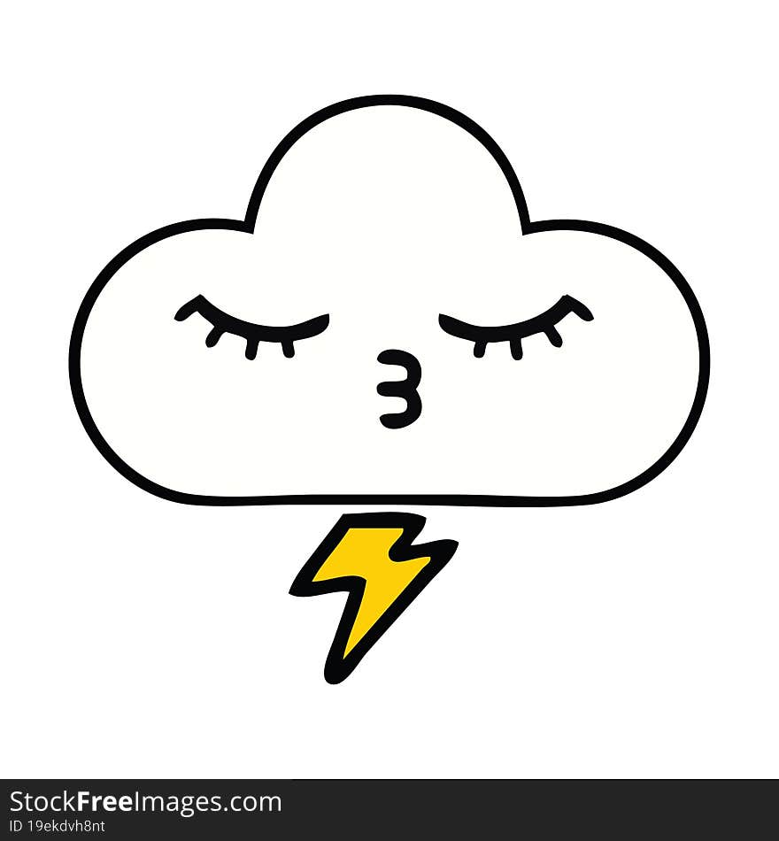 cute cartoon of a thunder cloud. cute cartoon of a thunder cloud