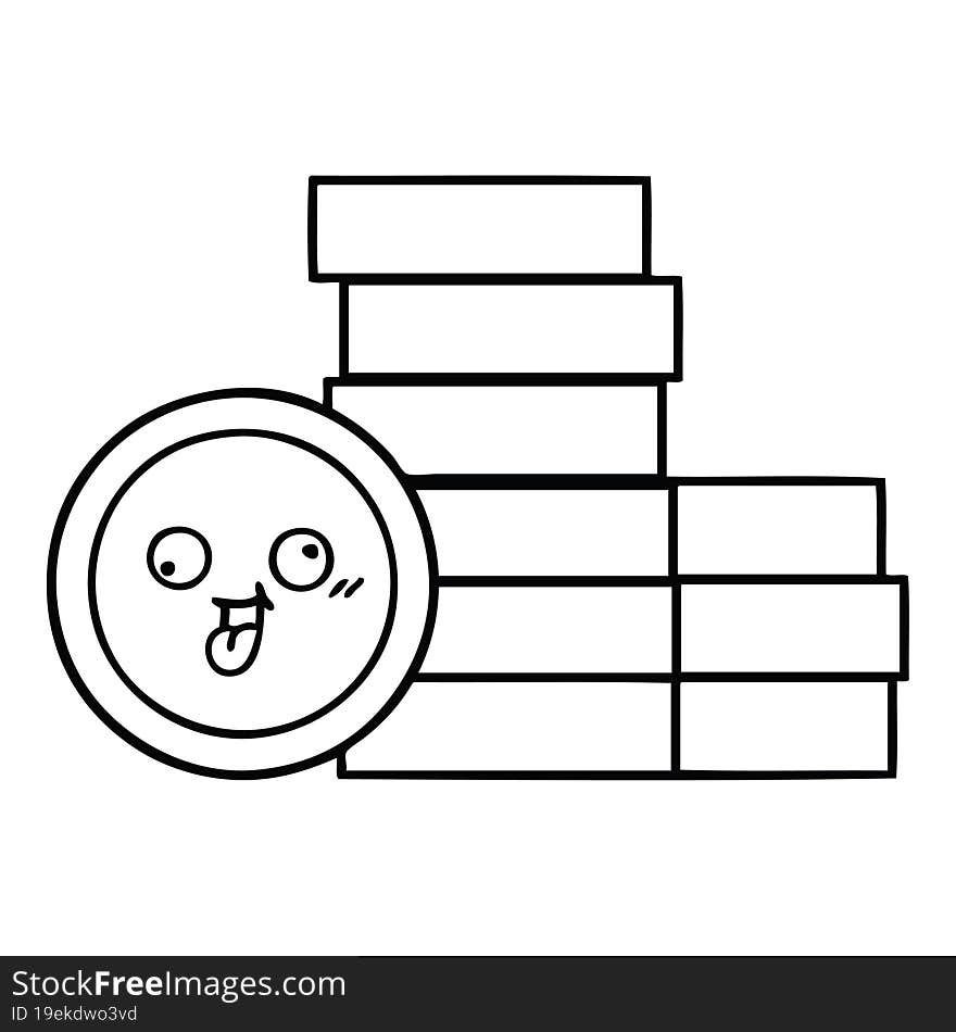 line drawing cartoon coins