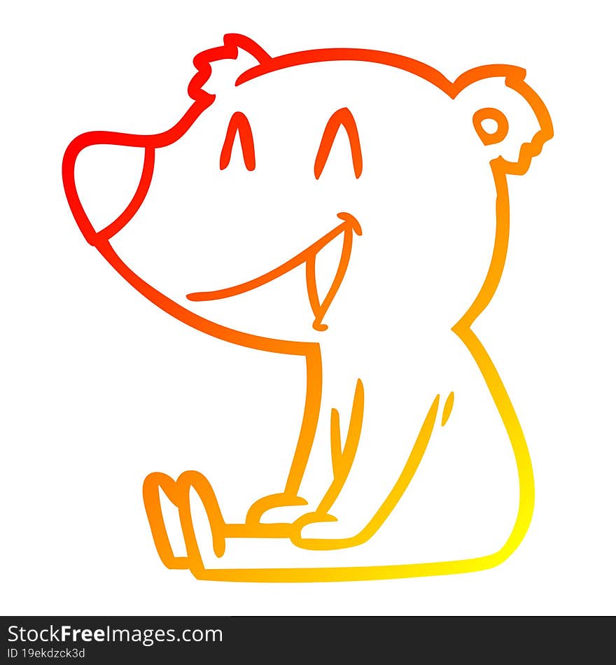 warm gradient line drawing sitting bear cartoon