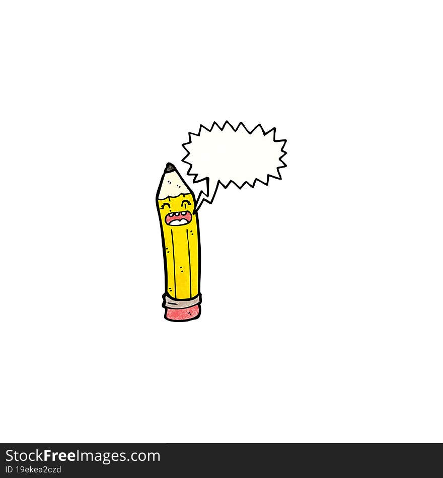 Cartoon Pencil With Speech Bubble