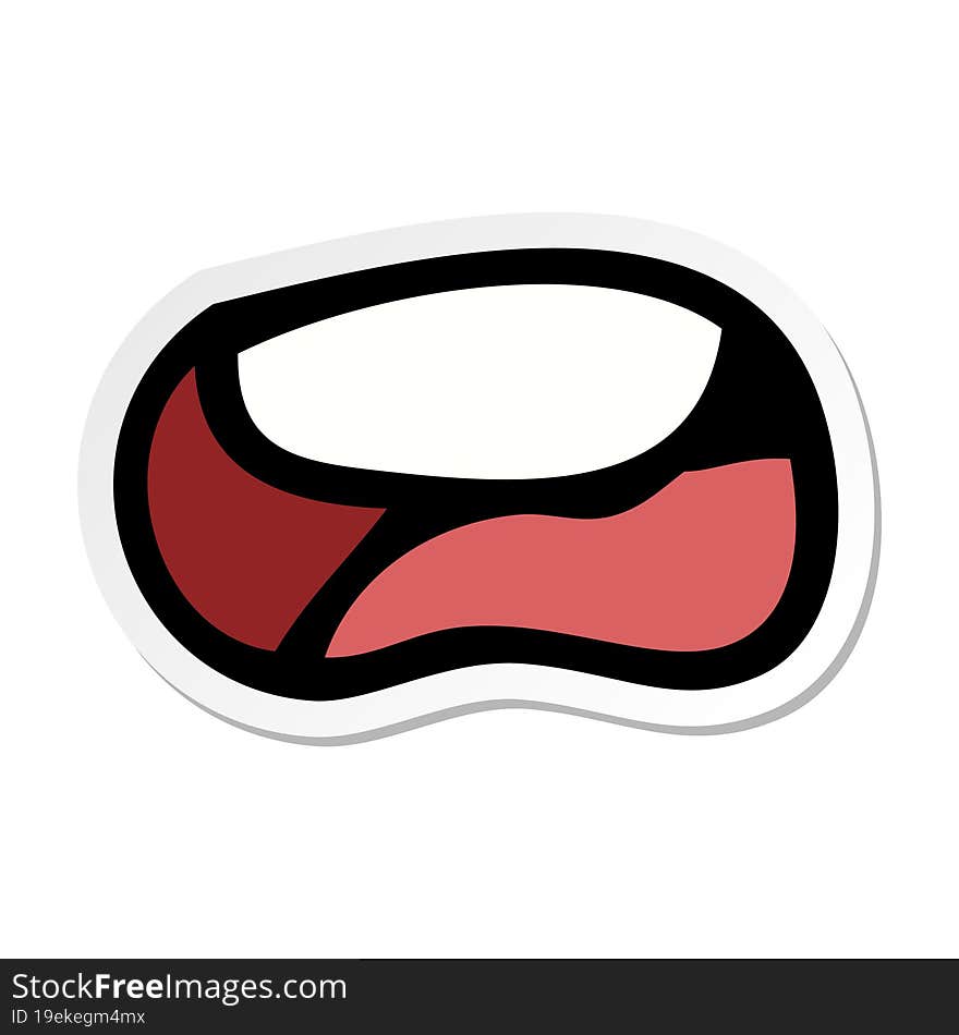 Sticker Of A Cartoon Unhappy Mouth