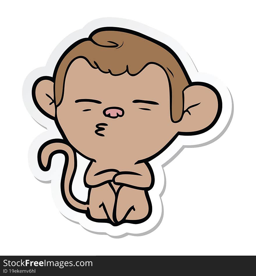 sticker of a cartoon suspicious monkey