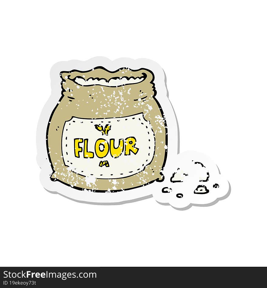 retro distressed sticker of a cartoon bag of flour