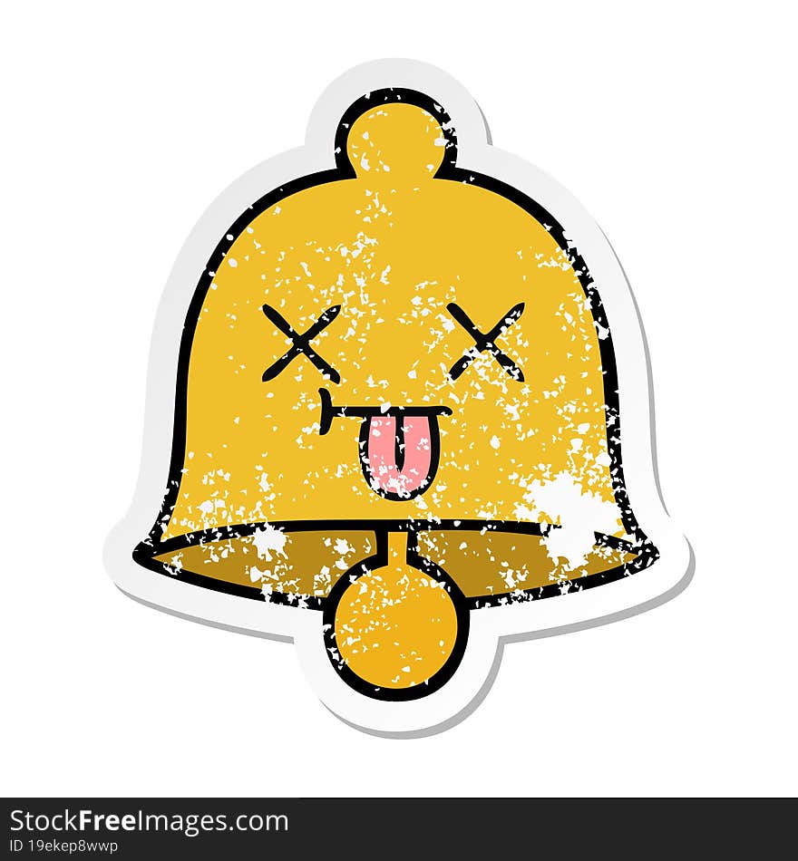 distressed sticker of a cute cartoon bell