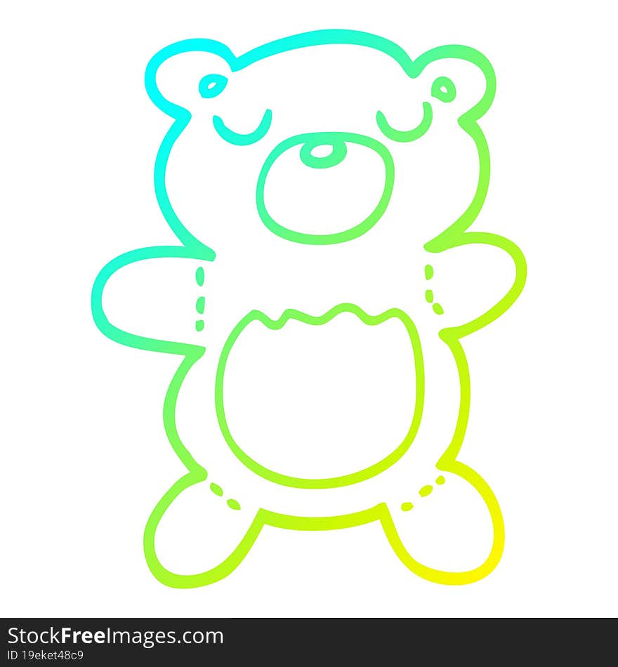 cold gradient line drawing cartoon teddy bear