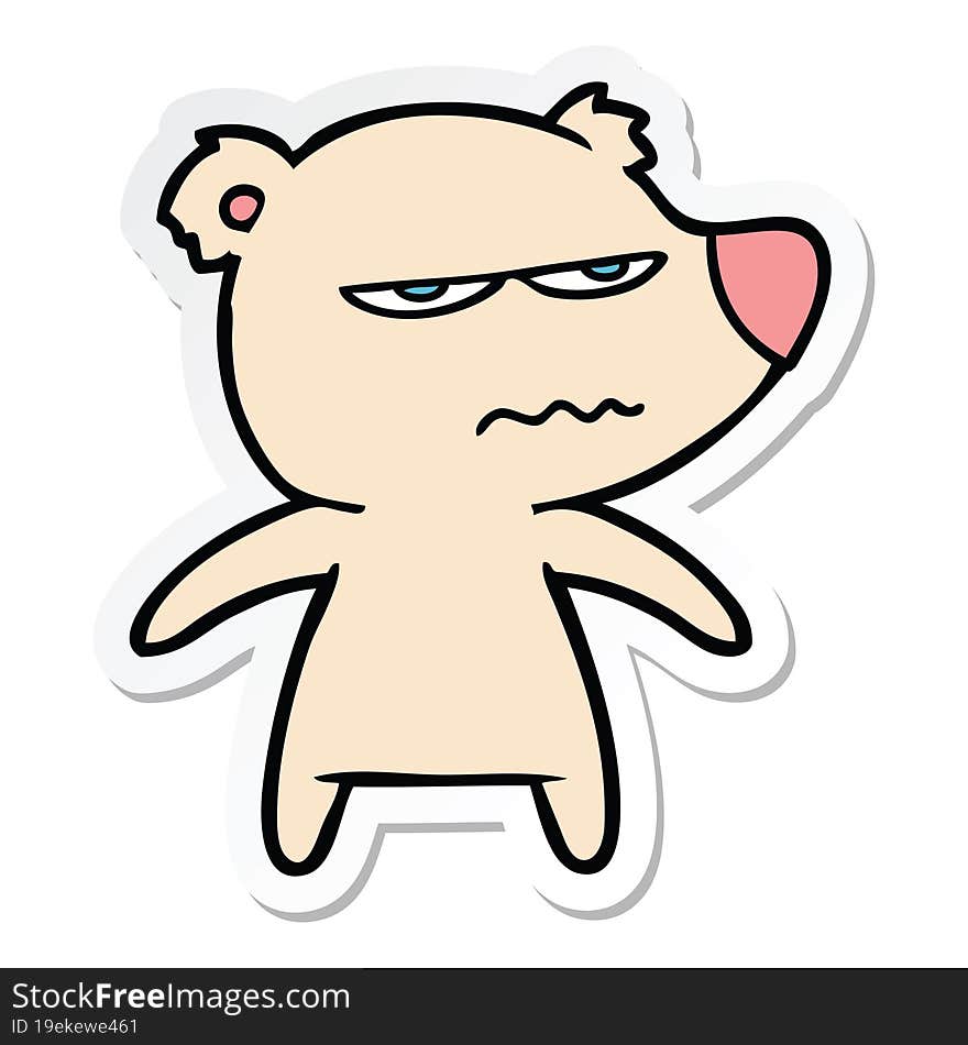 sticker of a angry bear cartoon