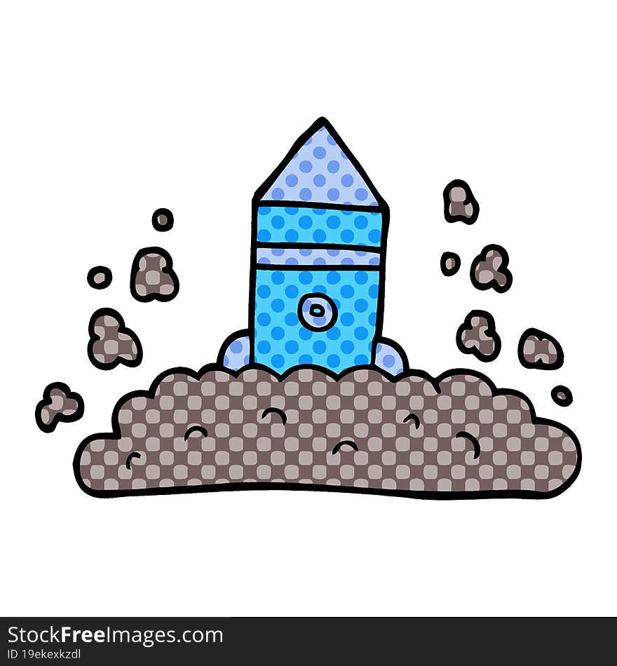 cartoon doodle rocket launch