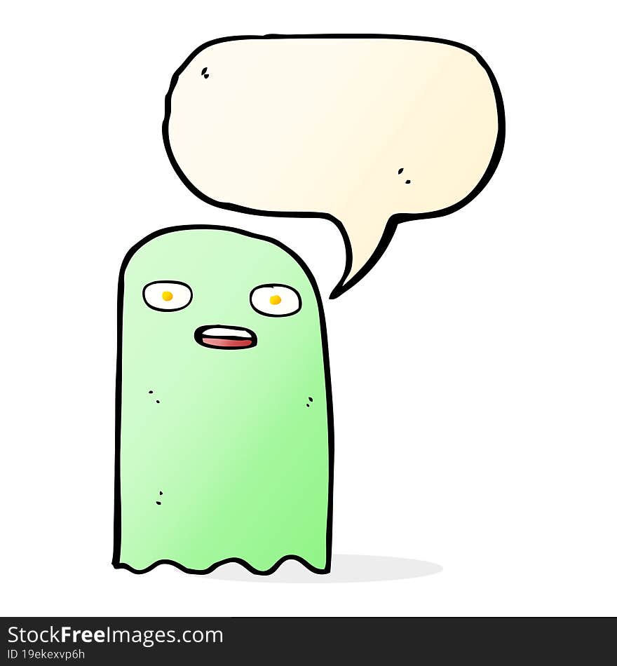 funny cartoon ghost with speech bubble