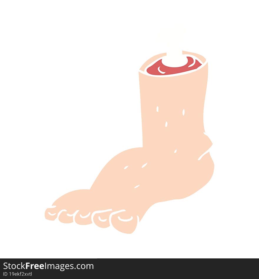 flat color illustration of a cartoon severed foot