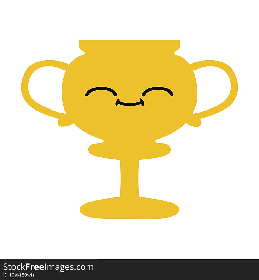 flat color retro cartoon of a trophy