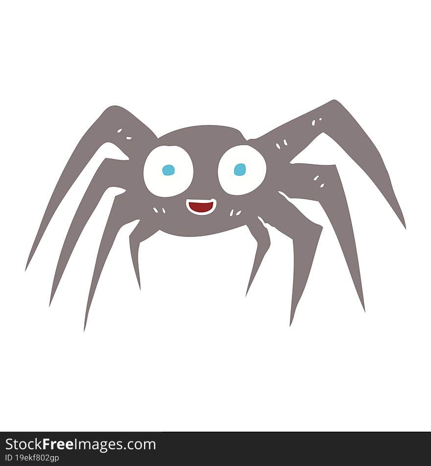 Flat Color Illustration Of A Cartoon Spider