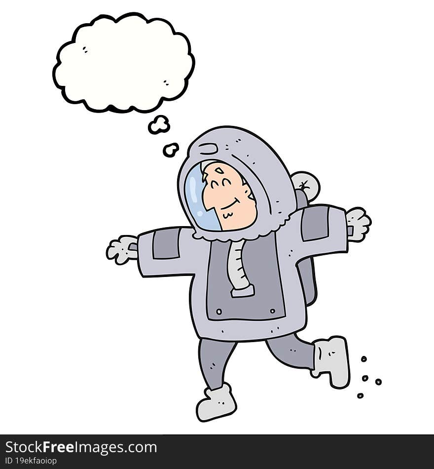 freehand drawn thought bubble cartoon astronaut