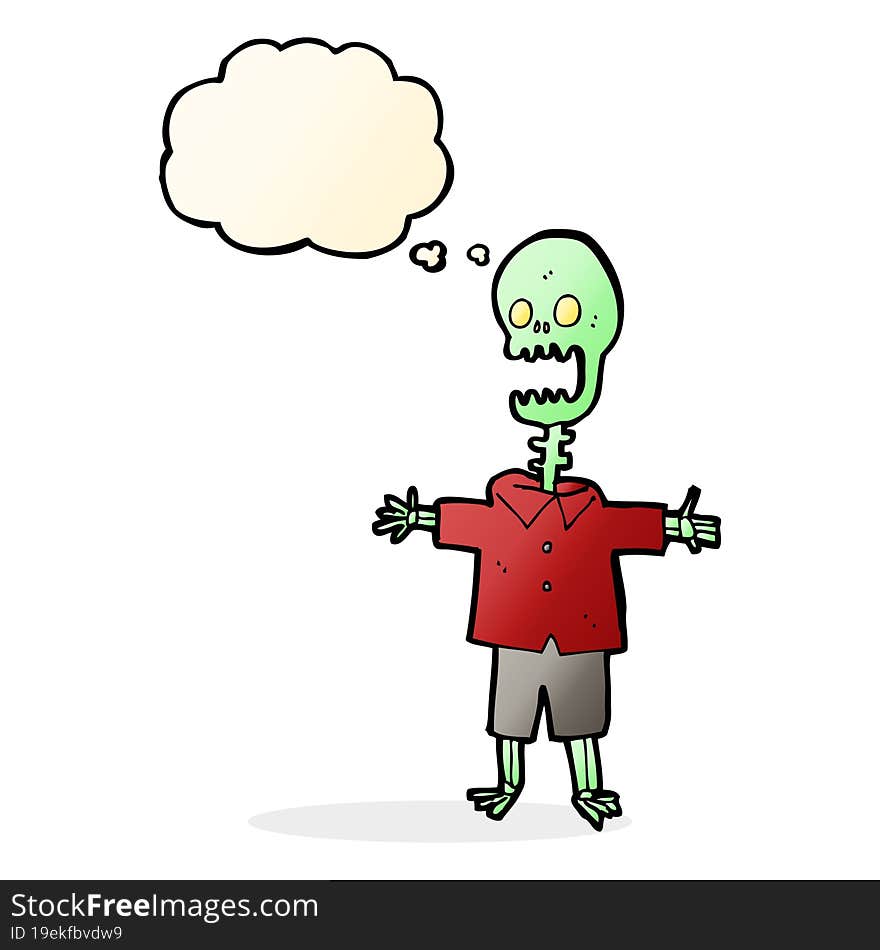 Cartoon Skeleton With Thought Bubble