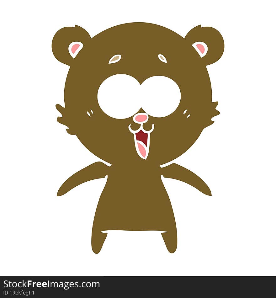 Laughing Teddy  Bear Flat Color Style Cartoon